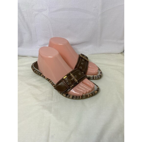 Battaglia Women’s heeled Sandals size 41  Made In Italy Kitten Heel Slide - Picture 1 of 8